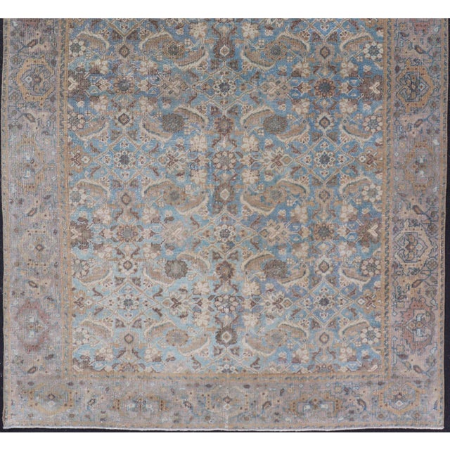 Antique Persian Sultanabad in Floral All-Over Design in Light Blue With Tan 5'0 X 8'2 For Sale - Image 10 of 13