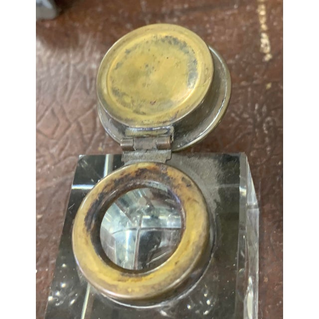 Antique Double Crystal Inkwell With Bird Finial For Sale - Image 11 of 11