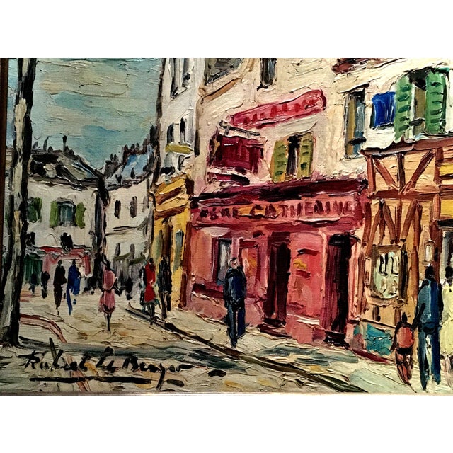Robert Le Berger, Montmartre Place Du Tertre, 1960s, Oil on Canvas For Sale - Image 4 of 10