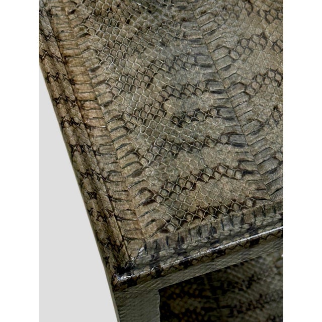 1980s Karl Springer Attributed Cobra Skin Wrapped Telephone Table For Sale - Image 10 of 10