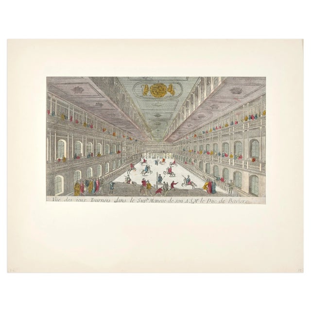 The Tourney is an original print realized by Anonymous artist at the end of XVIII century (about 1760). Titled below ''Vue...