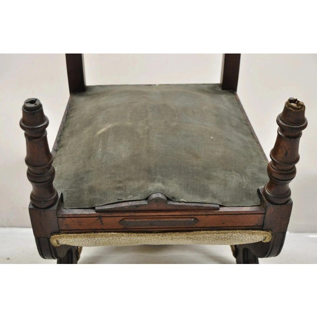 Wood Antique Small Child's Eastlake Victorian Carved Walnut Distress Parlor Arm Chair For Sale - Image 7 of 12