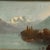 Antique Continental Mountainous Riverscape With Island and Boat, Oil on Board For Sale - Image 4 of 10