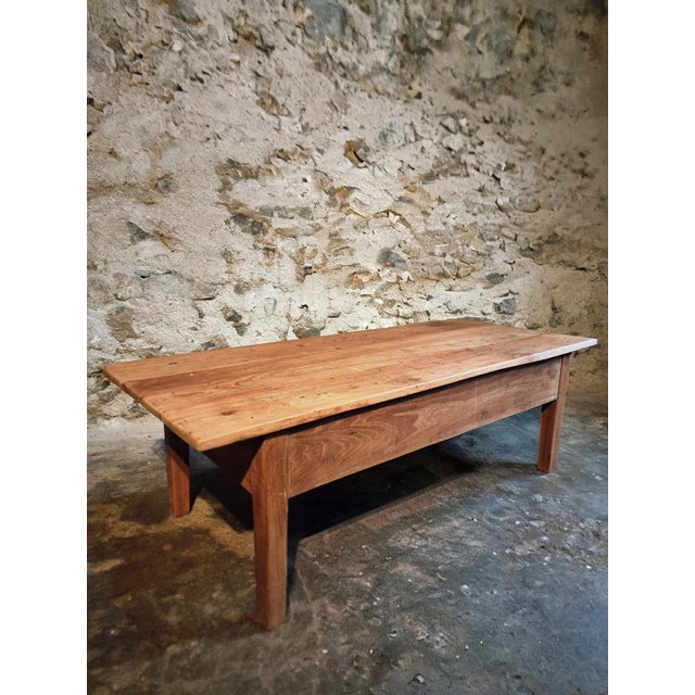 Antique French Rustic Cherry Wood Coffee Table For Sale - Image 10 of 15