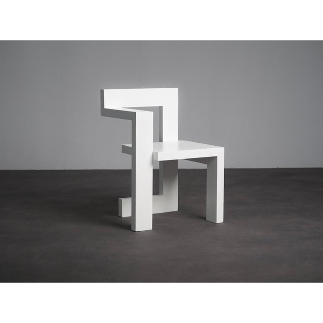 Vintage Dutch Asymmetrical Wooden Chair by Gerrit Thomas Rietveld, 1970s For Sale - Image 9 of 9