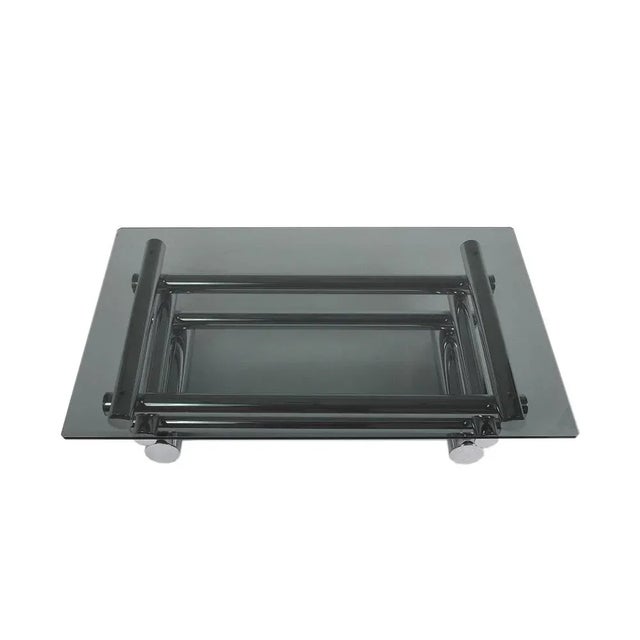 Mid-Century Smoked Glass and Chrome-Plated Tubular Coffee Table in the Style of Paul Mayen, 1970s For Sale - Image 6 of 9