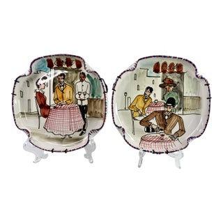 1980s Hand-Painted Italian Decorative Plates - A Pair For Sale