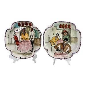 1980s Hand-Painted Italian Decorative Plates - A Pair