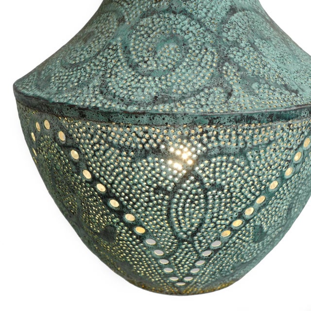 Copper Verdigris Dot Boho Pendant Light Medium For Sale - Image 4 of 6