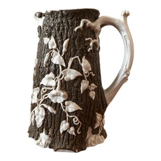 1850s t.j. & J. Mayer Convolvulus Stoneware Pitcher For Sale