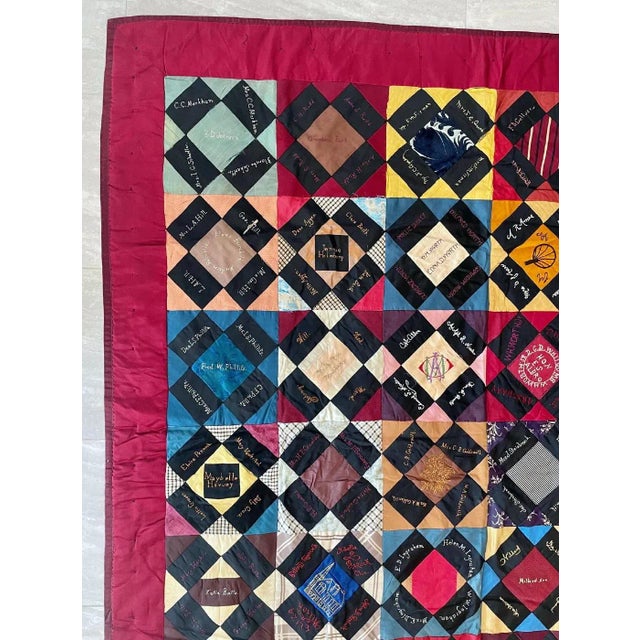 Mid 19th Century Antique Patchwork Embroidered Signature Quilt, Mid 19th Century For Sale - Image 5 of 9