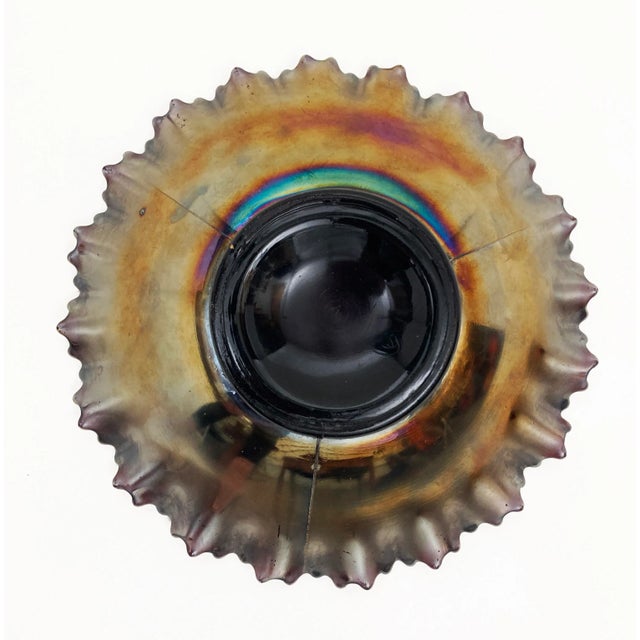 1910s Early 20th Century Northwood Grape and Cable Amethyst Crimped Sawtooth Bowl For Sale - Image 5 of 6