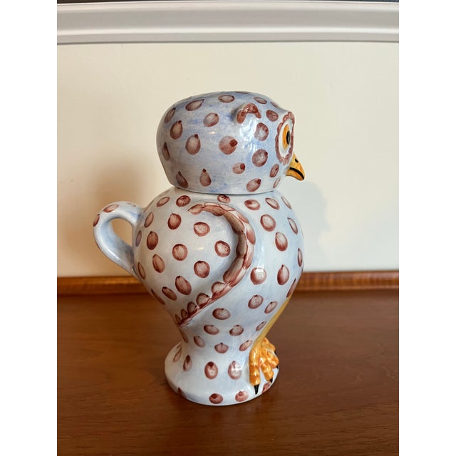 White Vietri Italian Hand-Painted Owl Bedside Water Pitcher and Tumbler For Sale - Image 8 of 12
