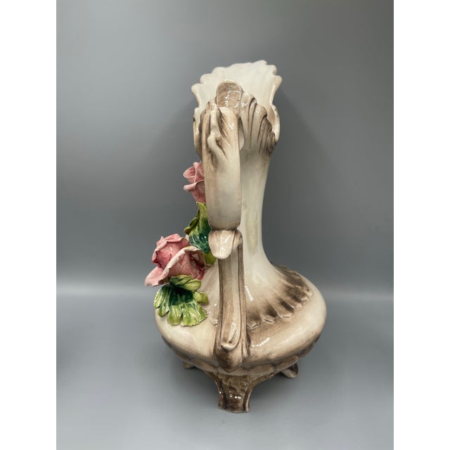 Late 20th Century Vintage Italian Capodimonte Porcelain Rose Pitcher Cups & Lidded Bowl - Set of 8 For Sale - Image 5 of 13