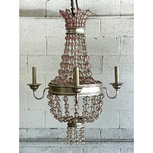Shabby Chic Vintage Boho Beaded Chandelier For Sale - Image 3 of 7