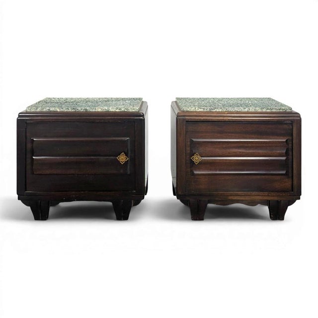 Brown Large Art Deco Mahogany Bedside Tables, Set of 2 For Sale - Image 8 of 8