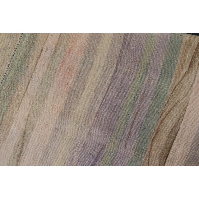 Subtle Horizontal Stripe Design Turkish Vintage Kilim Runner in Soft Pastels For Sale - Image 12 of 12