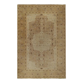 Rug & Kilim’s Classic Tabriz Style Rug in Beige-Brown and Gold Floral Patterns For Sale