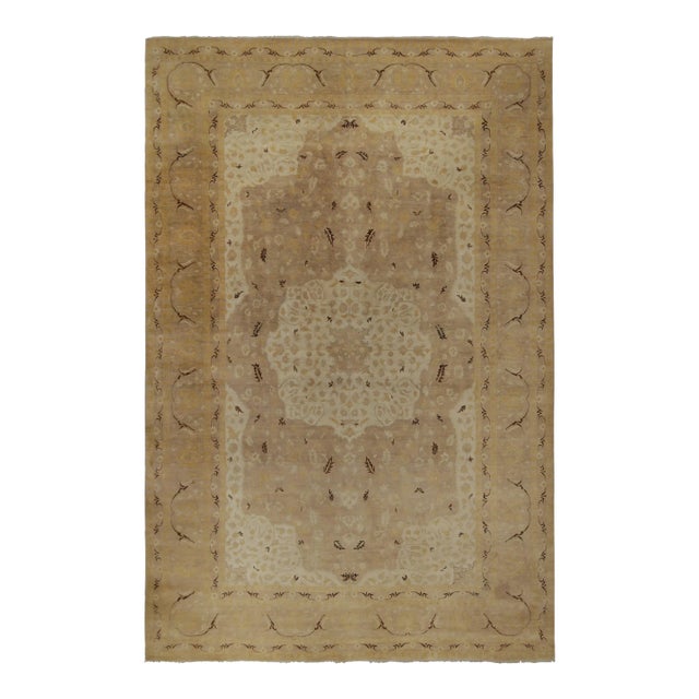 Rug & Kilim’s Classic Tabriz Style Rug in Beige-Brown and Gold Floral Patterns For Sale