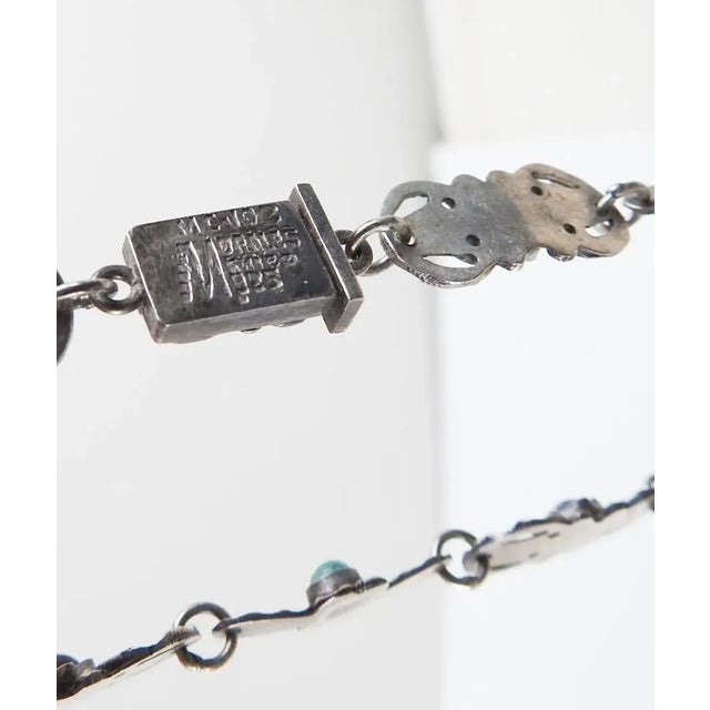 Vintage Morales Matl Style Sterling Amethyst Turquoise Coral Necklace For Sale - Image 9 of 11