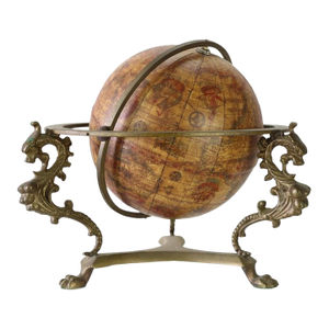 Italian Old World Desk Top Globe With Figural Brass Base 19thC