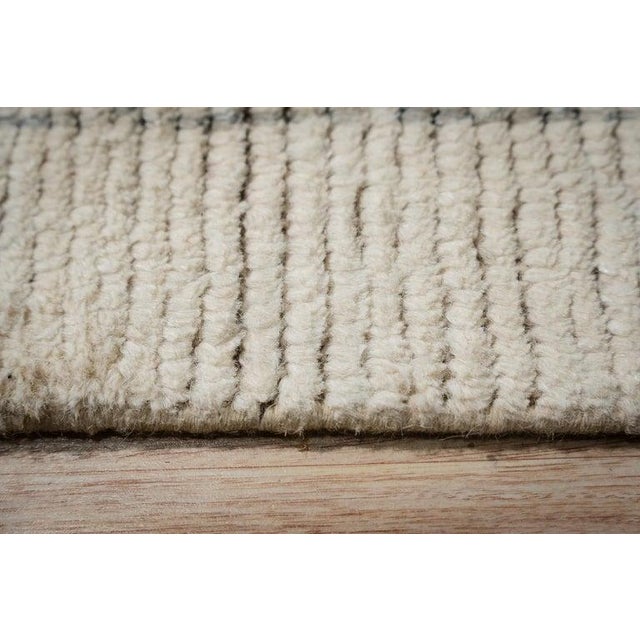 2020s 8x11 Ivory Hand-Knotted Wool Linear Totem Tribal Modern Carpet Rug For Sale - Image 5 of 8