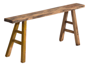 Antique Elm Footboard Bench, 1870s