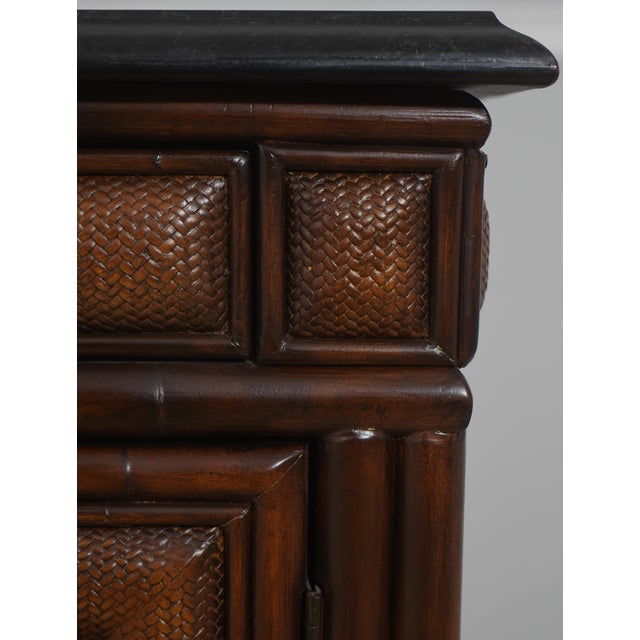 Pair of Thomasville Ernest Hemingway Rattan & Stone Cabinets For Sale - Image 12 of 18