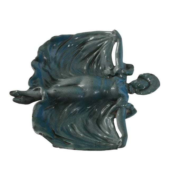 Art Nouveau Antique Pemco Baltimore Art Nouveau Enameled Cast Iron Dancer Trinket Dish c.1910 For Sale - Image 3 of 6