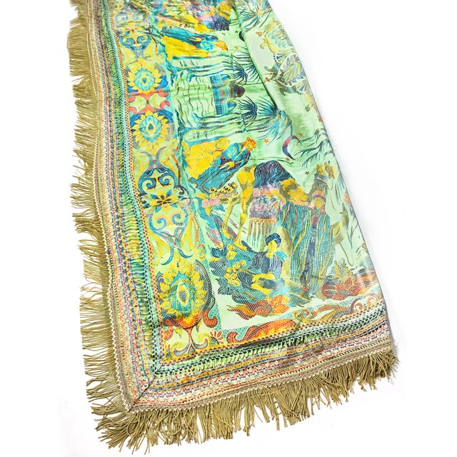 Vintage Italian Wwii Silk Brocade Taj Mahal Style Tasseled Bedspread