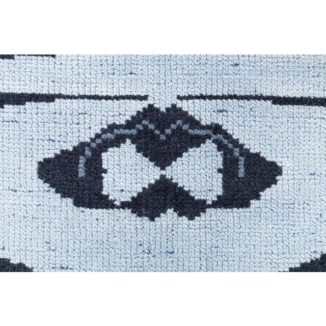 Modern Animal Skin Zebra Design Wool Rug in Black and Blue by Doris Leslie Blau For Sale - Image 4 of 7
