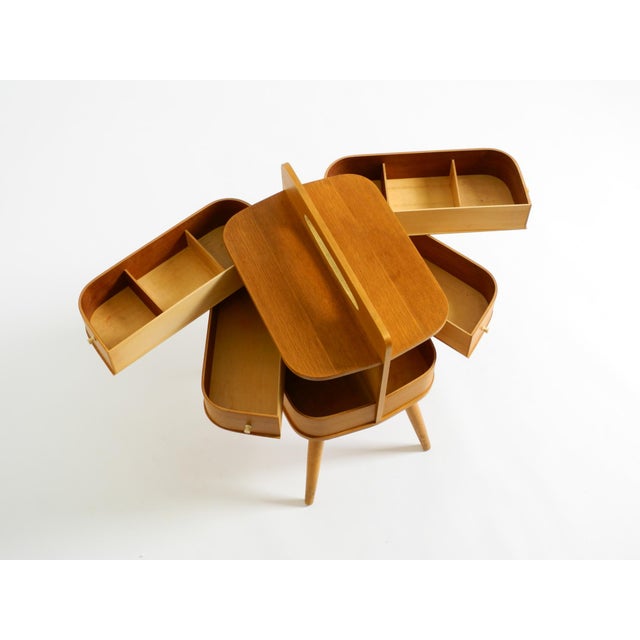 Mid-Century Modern Teak Sewing Box with Hinged Compartments, 1950s For Sale - Image 12 of 18