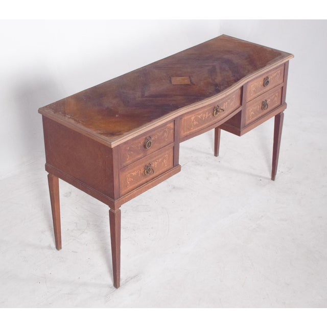Brown Vintage Wooden Dressing Table with Marquetry, 1920s For Sale - Image 8 of 9