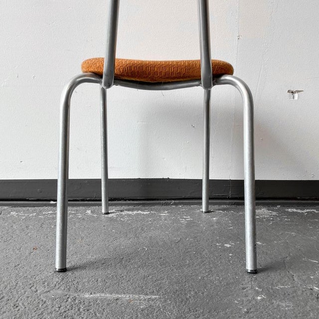 Mid-Century Aluminium Chair with Orange Fabric For Sale - Image 18 of 18