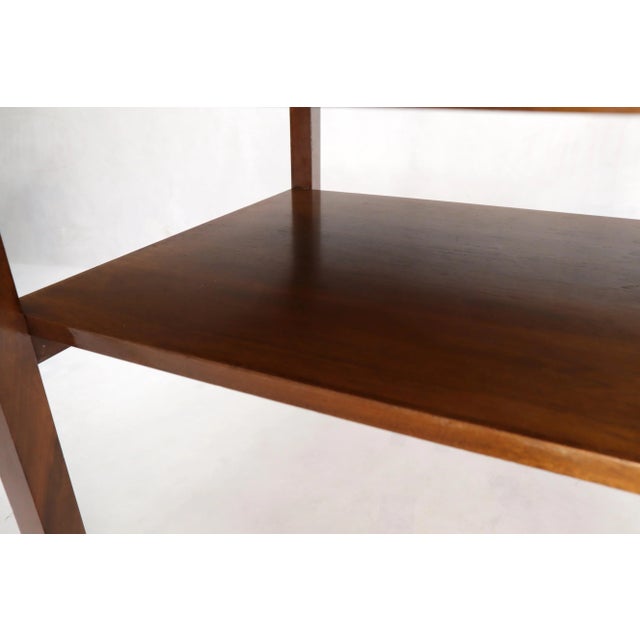 Wood Mid-Century Modern Walnut Rectangle Two Tier End Table For Sale - Image 7 of 12
