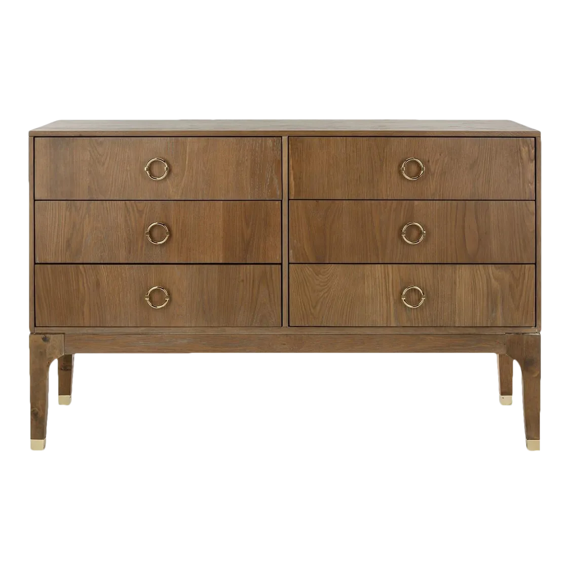 Lorna 6 Drawer Contemporary Dresser - Rustic Oak
