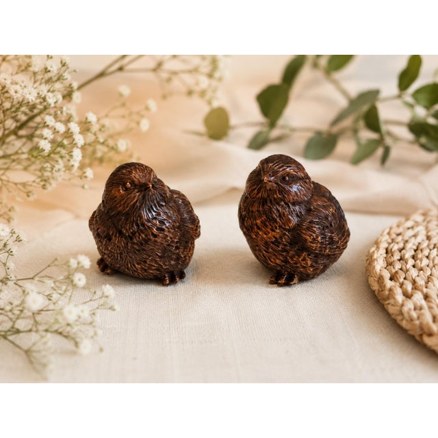 Pair of Hand-Carved East Asian Wooden Bird Sculptures, Wabi-Sabi Folk Art Object For Sale - Image 10 of 11