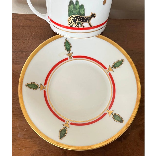 Ceramic Vintage Cartier Limoges Porcelain Art Deco Style Panther Coffee or Tea Cup & Saucer For Sale - Image 7 of 13