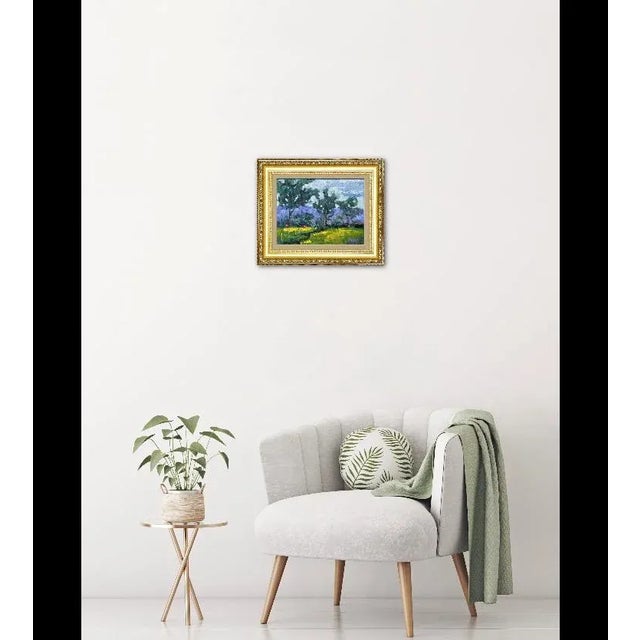 2020s Windswept Day With Mustard Grass Oil Painting For Sale - Image 5 of 6