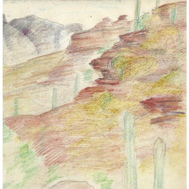 Grace Spongberg (American, 1906-1992) "Sabino Canyon" oil pastel on paper, titled on reverse, estate stamp on reverse....
