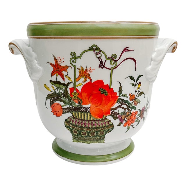 Late 20th Century Mottahedeh Vista Allegre Chinese Woodblock Neoclassical Cachepot For Sale