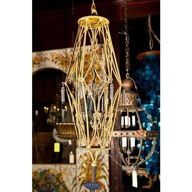 Metal 1960s Vintage Gilt Rope Lantern For Sale - Image 7 of 8