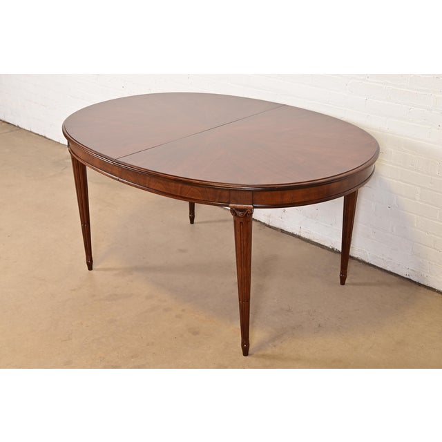 Wood Henredon French Regency Louis XVI Walnut Extension Dining Table, Newly Refinished For Sale - Image 7 of 13