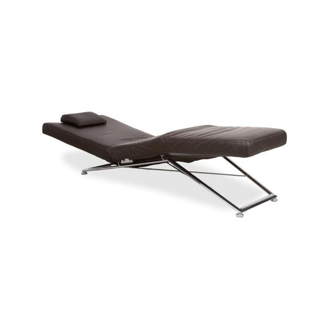 Modern Koinor Jeremiah Lounger, Leather, Brown Chrome, Manual Function, Including Headrest. For Sale - Image 3 of 5