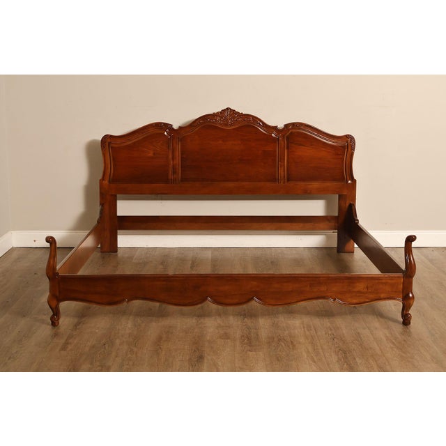 Henredon Carved Cherry King Size Bed Frame For Sale - Image 17 of 18