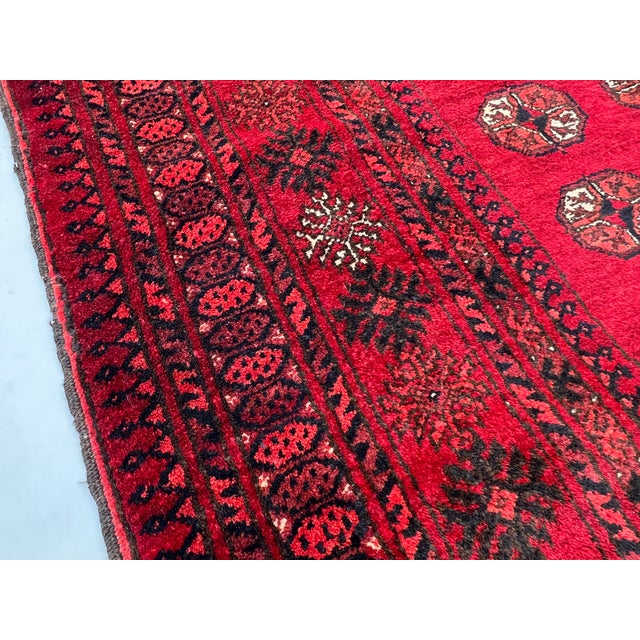 Vintage Afghan Mauri Bokhara Single Column Oval Gul Rug - 6'0" X 3'7" For Sale - Image 11 of 12