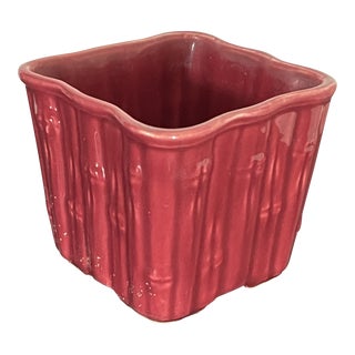 Mid-Century Shawnee Pottery Red Bamboo Planter For Sale