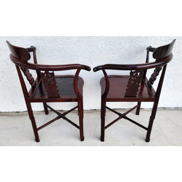 Chinese Rosewood Corner Dining Chairs Vintage - Set of 4 For Sale - Image 11 of 12