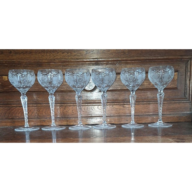 Vintage Crystal Wine Glasses, 1970s, Set of 6 For Sale - Image 4 of 4