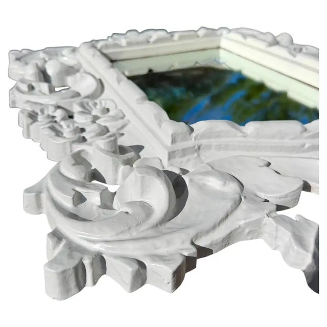 Serge Roche Hollywood Regency Rococo Style White Serge Roche Style Arched Wall Mirror, 1960s For Sale - Image 4 of 8